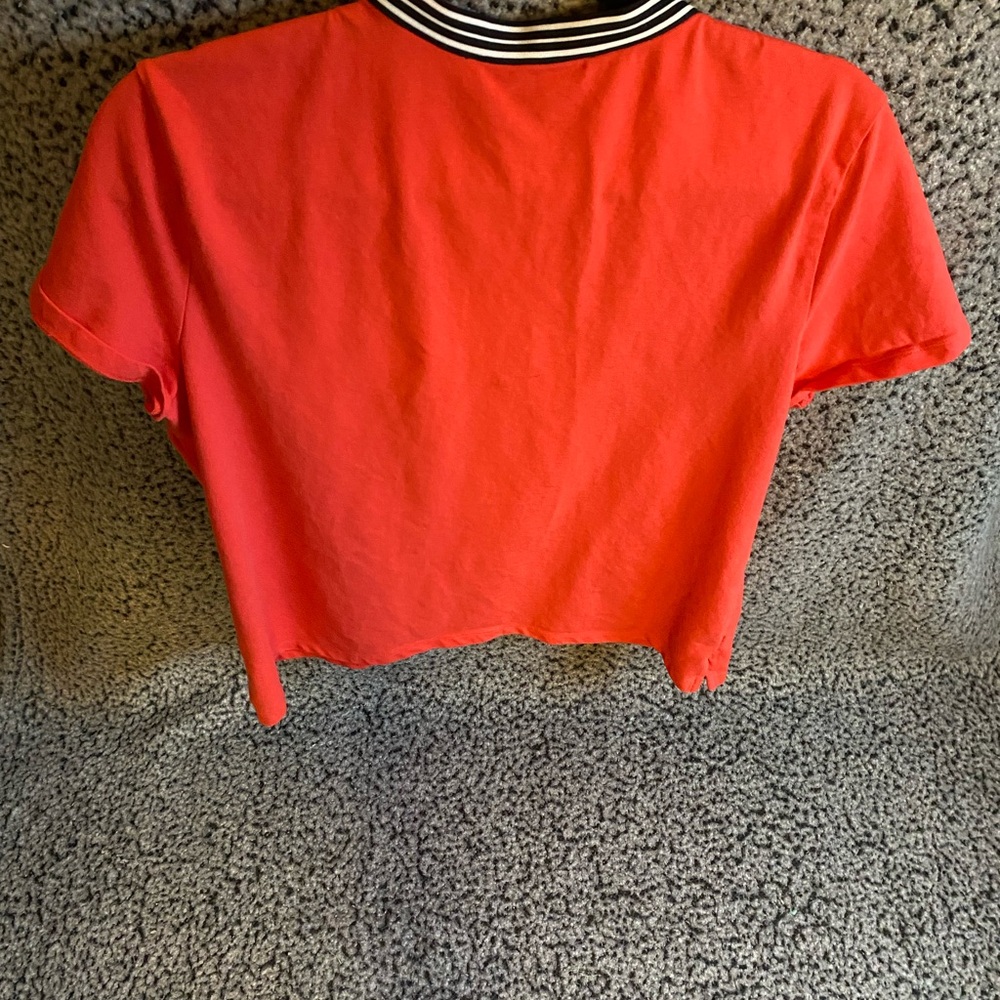 Tommy Hilfiger Coral Crop Top with Striped V-Notch - Picture 7 of 11